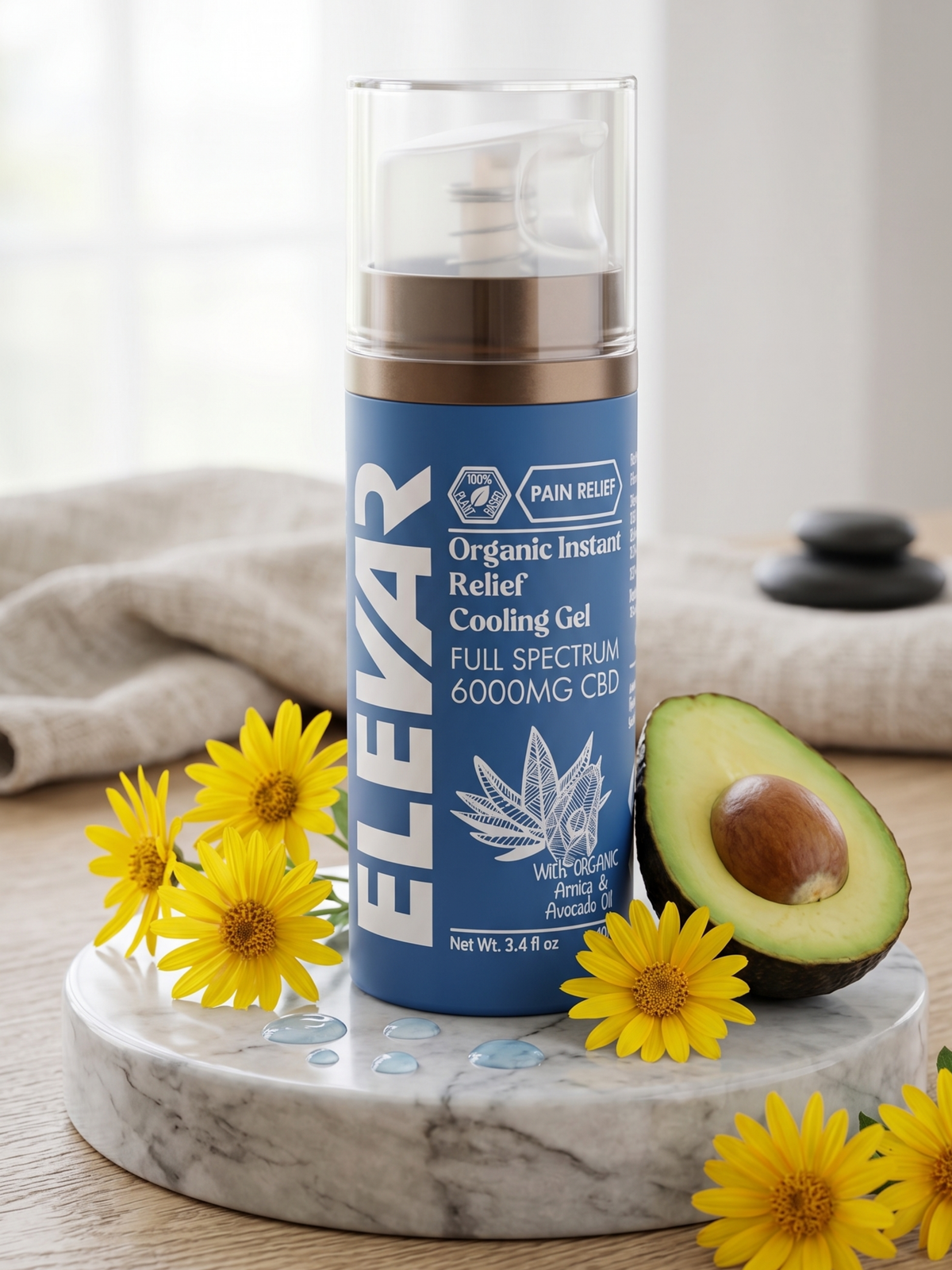 ELEVAR 6000mg CBD Instant Relief Cooling Gel